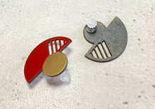 画像をギャラリービューアに読み込む, 【漆ing/扇・赤に金】Paper Jewelry × 漆 ピアス