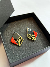 画像をギャラリービューアに読み込む, 【漆ing/菱形・黒に赤金】Paper Jewelry × 漆 ピアス