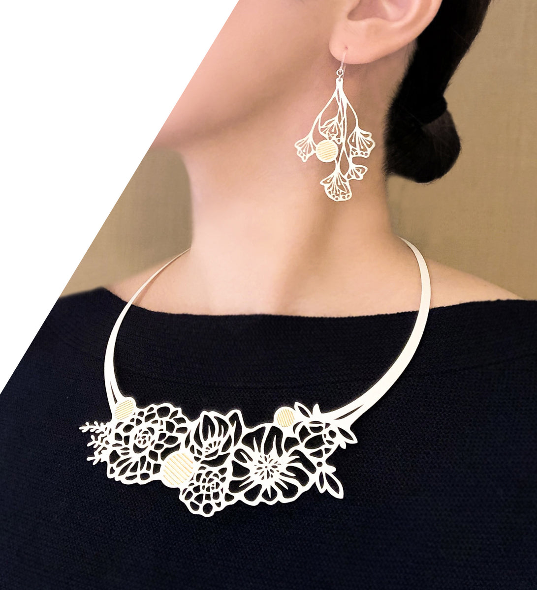 no.198 新作✩.*˚ナチュラルカラーの大ぶり華やかアクセサリー✩.*˚ PJ-018 Pure – Paper Jewelry_JAPAN